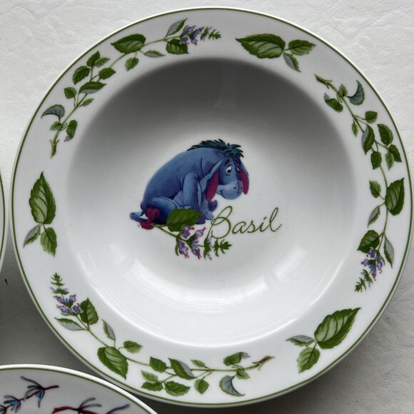 Disney Winnie The Pooh Herb Soup Or Cereal Bowl Lot Of 3 - Picture 4 of 11